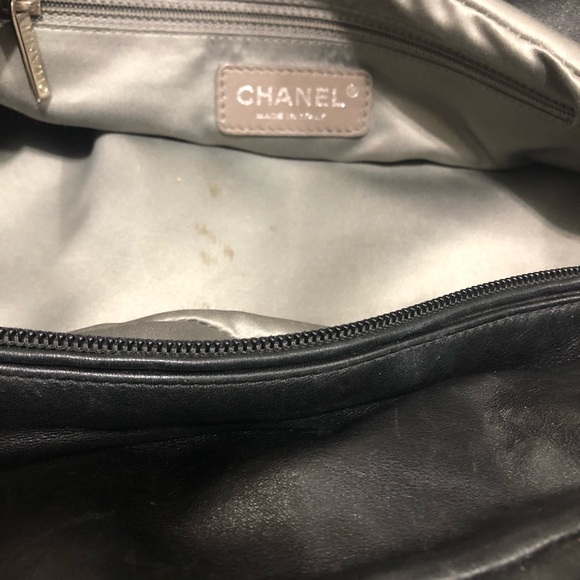 CHANEL CC HANDBAGS Black LEATHER&PLASTIC CHAIN SHOULDER STRAP TOTE BOWLING BAG - Picture 9 of 11